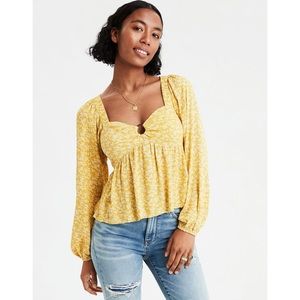 American Eagle Ring Front Babydoll Top